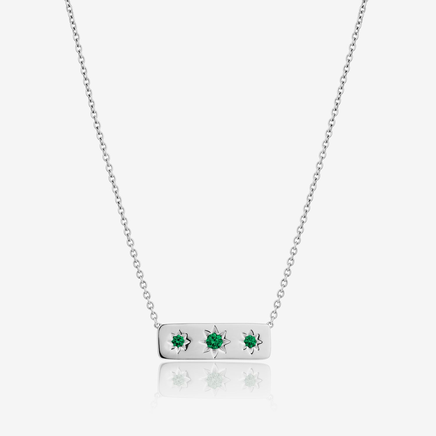 Triple Star Emerald Bar Necklace
