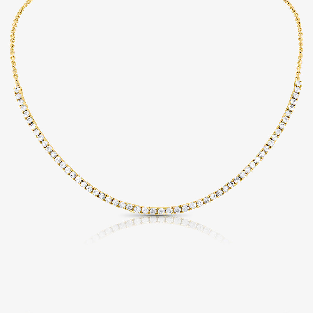 Small 14K Gold Diamond Tennis Necklace 4-Prong Setting Adjustable Leng –  Audrey Nicole Diamonds